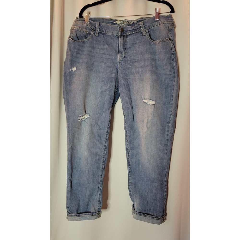 Old Navy The Boyfriend Skinny Jeans Women 12 Regular Light Wash Distressed Denim